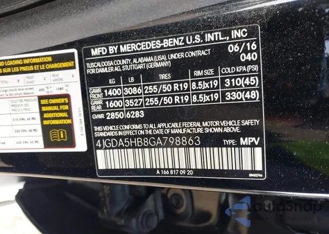 2016 Mercedes-Benz Gle 350 4Matic from USA, damaged, VIN 4JGDA5HB8GA798863
